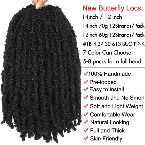 14 12 inch Butterfly Faux Locs Pre looped Distressed Goddess Butterfly Soft Locs Crochets Braids Cheveux Lok Crochet Hair Braids Butterfly Hair Braids