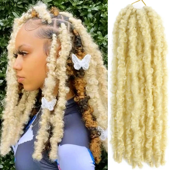 14 12 inch Butterfly Faux Locs Pre looped Distressed Goddess Butterfly Soft Locs Crochets Braids Cheveux Lok Crochet Hair Braids Butterfly Hair Braids