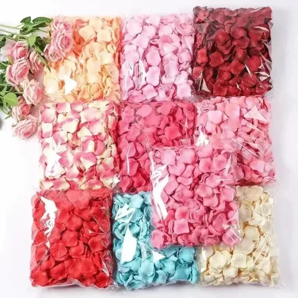 2000/100Pcs Artificial Fake Rose Petals Colorful Simulation Silk Rose Petal For Valentines Day Wedding Party Romantic Decoration 2000/100Pcs Interior Decorations