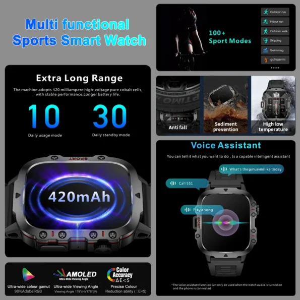 Xiaomi New Rugged Military GPS Smart Watch Men Bluetooth Call Health Monitoring AI Voice Sports Waterproof Smartwatches Rugged Smart Watches