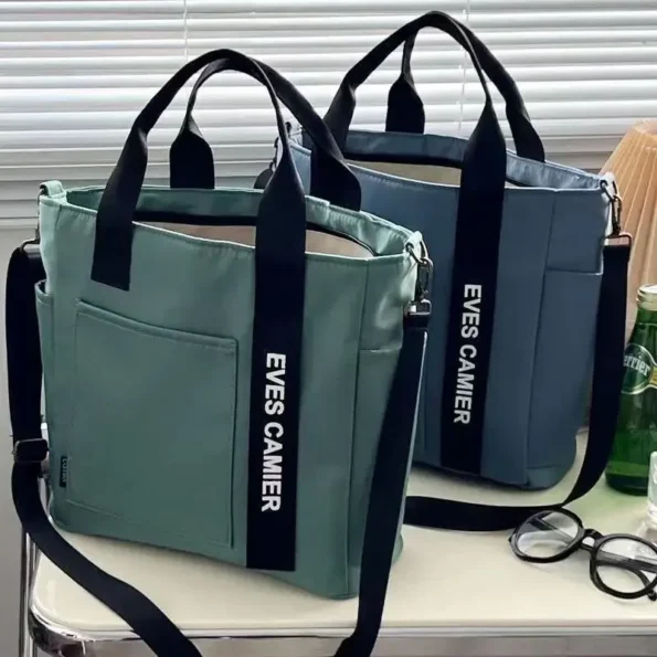 New Casual Tote Large Capacity Shoulder Bag Nylon Waterproof Canvas Handbag Simple Fashion Messenger Bags For Schoolgirl 1524 Totes