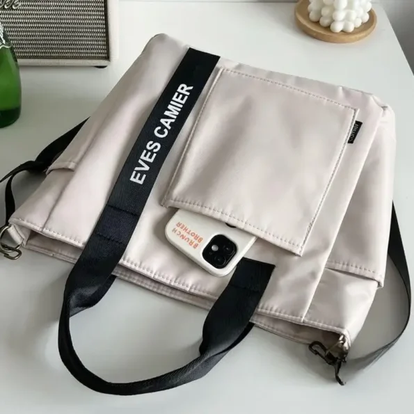 New Casual Tote Large Capacity Shoulder Bag Nylon Waterproof Canvas Handbag Simple Fashion Messenger Bags For Schoolgirl 1524 Totes