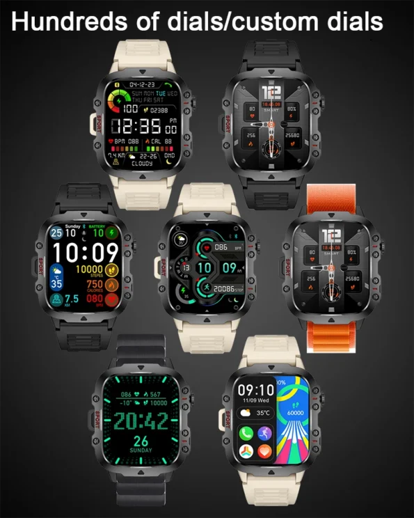 Xiaomi Military Smart Watch Men IP68 5ATM Outdoor Sports Fitness Tracker Health Monitor 1.96″ BT Call Smartwatch 1.96" Smart Watches