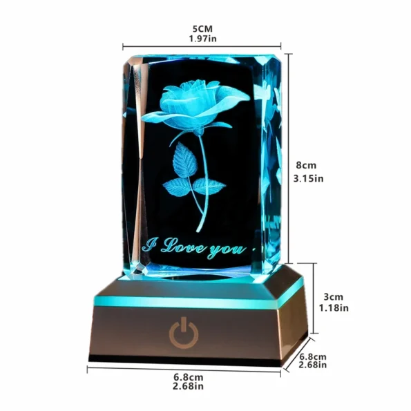 3D Rose Crystal LED Colorful Night Light, Birthday, Christmas, Valentine’s Day Anniversary Gift for Girlfriend, Wife, and Mother Anniversary Gifts & Interior Decorations