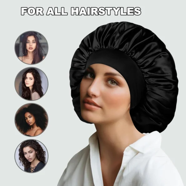 3pcs Women’s Fashion Bonnet Large Wide Edge Elastic Sleeping Hat 3pcs Woman Hats & Caps