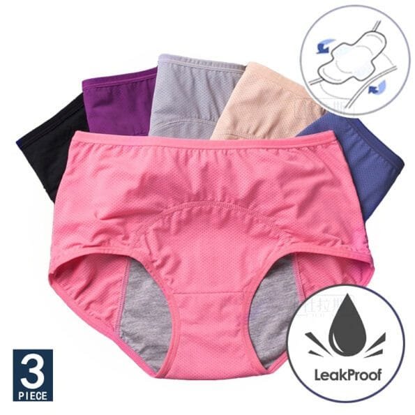Women’s Leak-Proof Menstrual Panties 3 pcs Set Girls Underwear