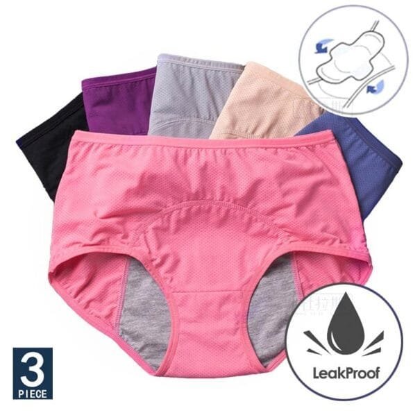Women’s Leak-Proof Menstrual Panties 3 pcs Set Girls Underwear