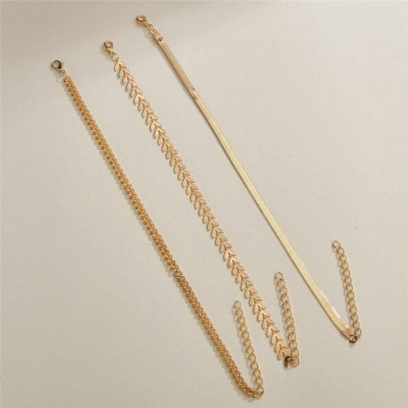 Simple Chain Anklet for Women 3 pcs Set Bracelets & Bangles