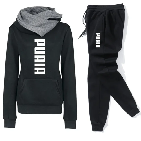 Autumn Winter Warm Womens Tracksuit Hooded +Jogger Pants 2-Piece Set Daily Casual Sweatshirt High Quality Ladies Sports Clothes +Jogger Jerseys