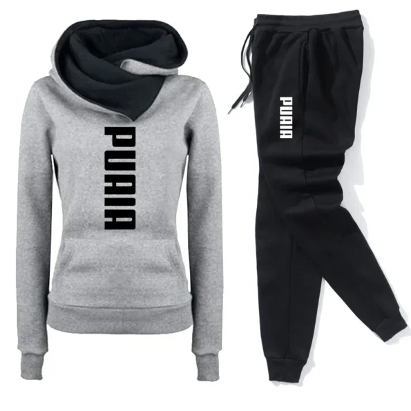 Autumn Winter Warm Womens Tracksuit Hooded +Jogger Pants 2-Piece Set Daily Casual Sweatshirt High Quality Ladies Sports Clothes +Jogger Jerseys