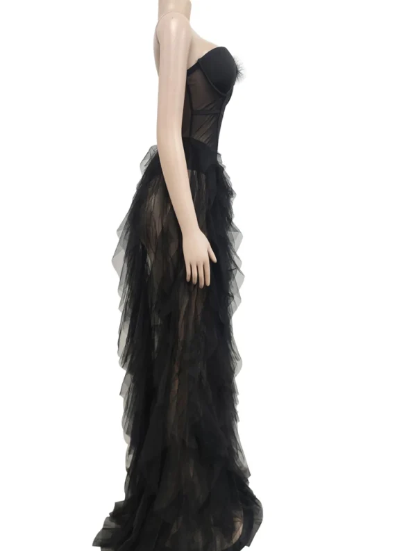 Elegant Beautiful Long Party Ruffles Feather Party  Dress Beyprern Cocktail Dresses