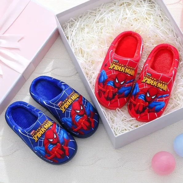 Cartoon Printed Spider-man Cotton Slippers For Children’s Shoes Fashion New Style Warmth Autumn Winter Indoor Kids Boys Slipper Spider-man Man Slippers