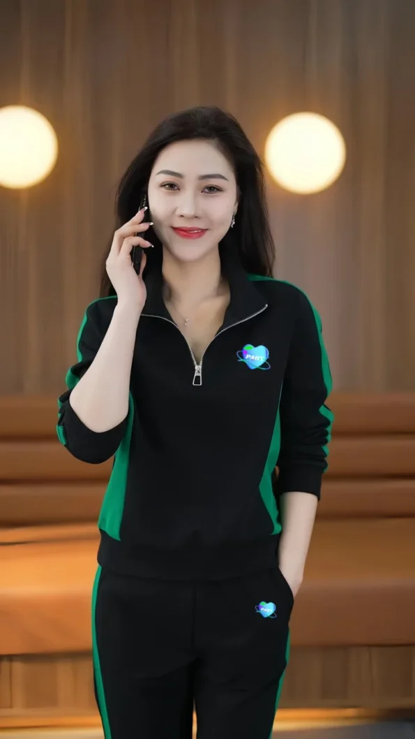 Casual sports suit for women with stand-up collar sweatshirt wide-leg pants two-piece set collar Jumpsuits