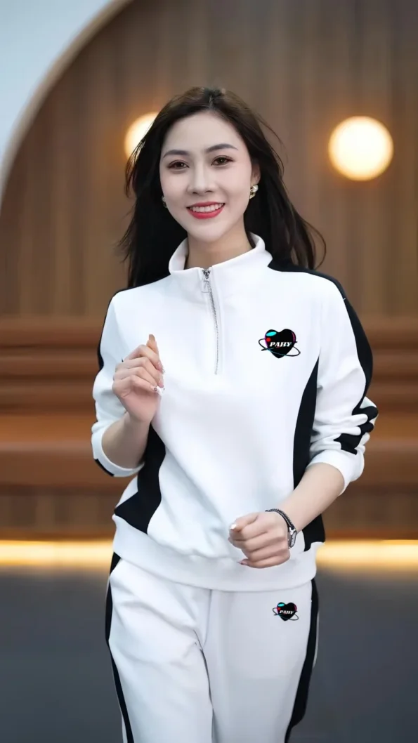 Casual sports suit for women with stand-up collar sweatshirt wide-leg pants two-piece set collar Jumpsuits