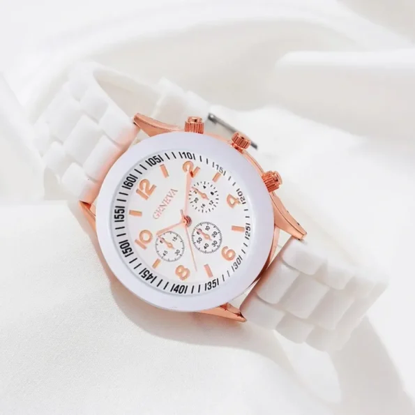 Fashion Women Watches Set White Silicone Jelly Quartz Watch Ladies Dress Wristwatch Gifts for Girls Relogio Feminino Reloj Mujer Feminino Gifts for Her
