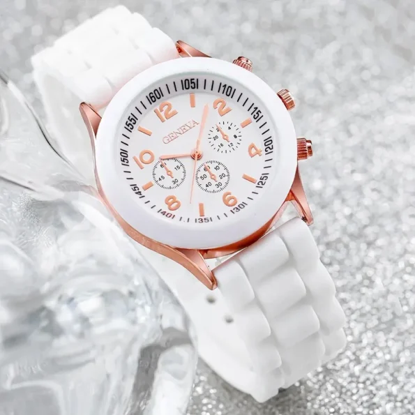Fashion Women Watches Set White Silicone Jelly Quartz Watch Ladies Dress Wristwatch Gifts for Girls Relogio Feminino Reloj Mujer Feminino Gifts for Her