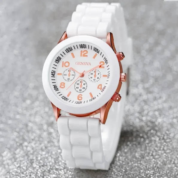Fashion Women Watches Set White Silicone Jelly Quartz Watch Ladies Dress Wristwatch Gifts for Girls Relogio Feminino Reloj Mujer Feminino Gifts for Her