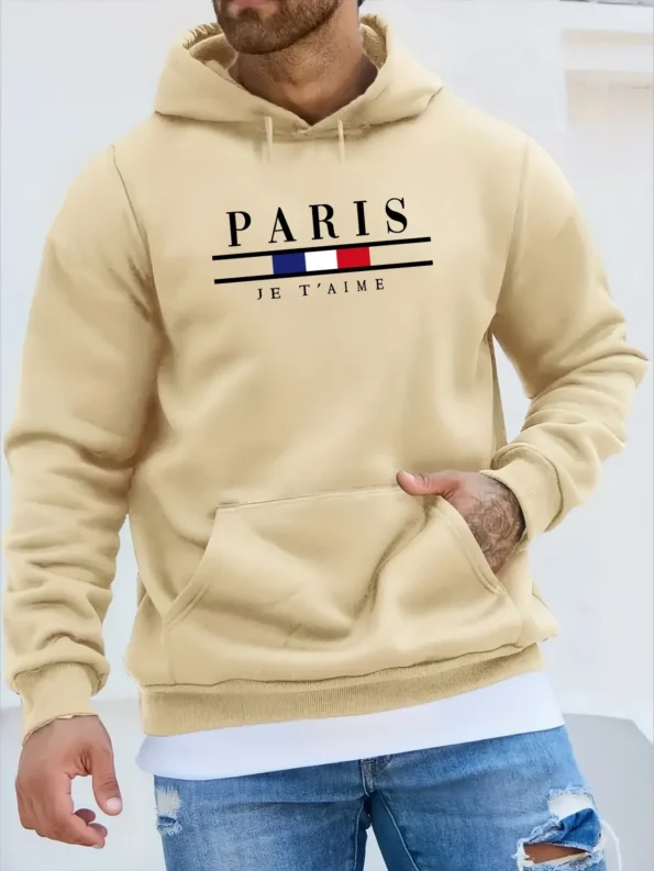 Fashionable Long Sleeve and Kangaroo Pocket Fleece Sweatshirt Hoodie for Autumn and Winter for Men Kangaroo Winter for Men