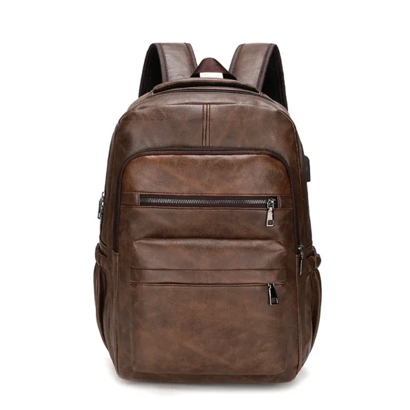 USB Charging Backpack Men PU Leather Bagpack Large Laptop Backpacks Male Mochilas Schoolbag For Teenagers Boys Bagpack Men's Backpacks
