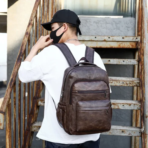 USB Charging Backpack Men PU Leather Bagpack Large Laptop Backpacks Male Mochilas Schoolbag For Teenagers Boys Bagpack Men's Backpacks