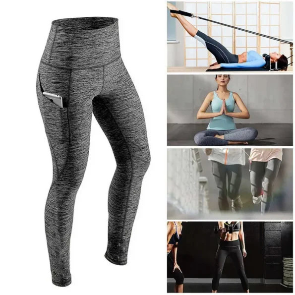 High Waist Elastic Workout  Yoga Leggings Tummy Control Ruched Booty With Pocket Pants Seamless Gym Compression Tights for Women Booty Leggings