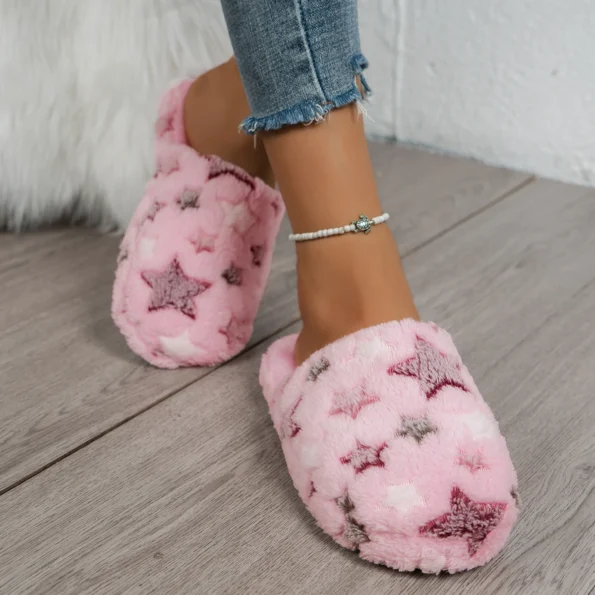 Indoor anti slip fuzzy slippers, cotton slippers for women in autumn and winter anti Casual Shoes