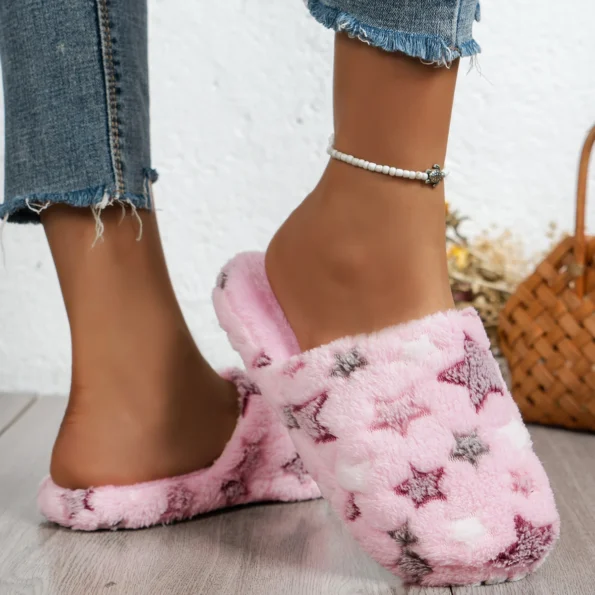 Indoor anti slip fuzzy slippers, cotton slippers for women in autumn and winter anti Casual Shoes