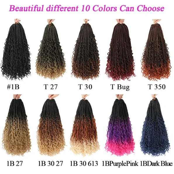 Jayfans Crochet Goddess Box Braids With Curly Ends Bob Bohemian Box Braids Crochet Hair 1B 30 Blue Ombre Synthetic Braiding Hair 200165144 Hair Braids