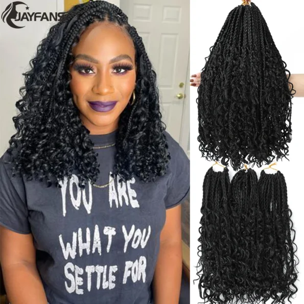 Jayfans Crochet Goddess Box Braids With Curly Ends Bob Bohemian Box Braids Crochet Hair 1B 30 Blue Ombre Synthetic Braiding Hair 200165144 Hair Braids