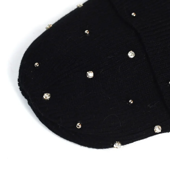 Soft Knitted Hat Autumn, Winter Beanie Hats for Women and Girls with Pearl Rhinestones Beanie General Items
