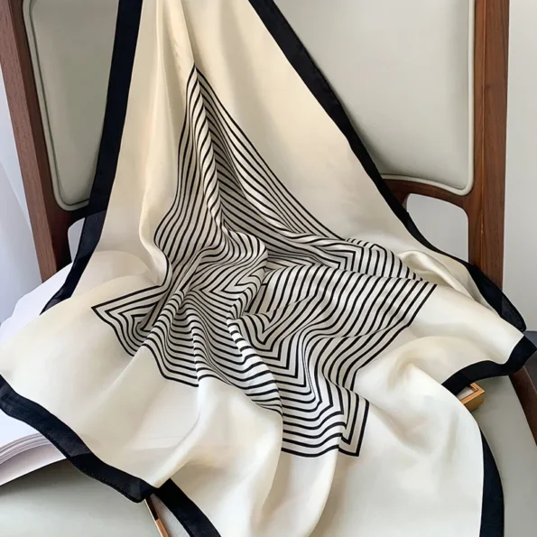 Luxury Brand Silk Square Plaid Scarf Women Satin Neck Hair Tie Band 200000297 Accessories