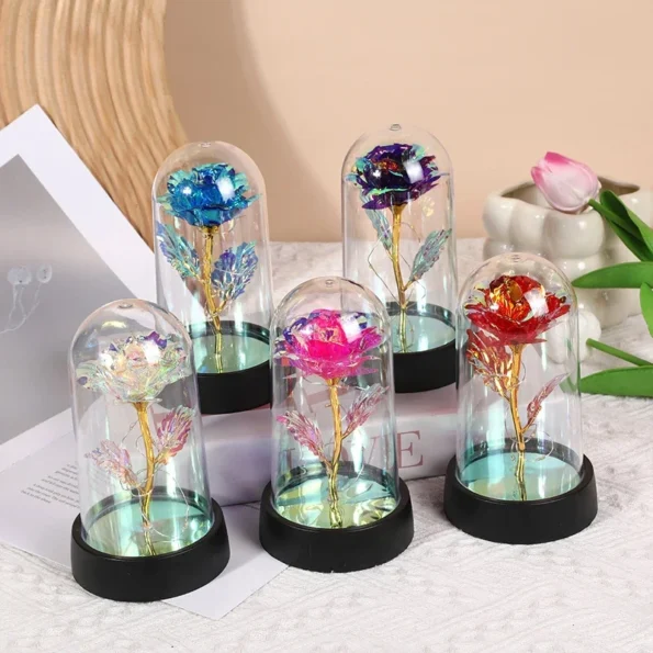 New Preserved Rose Props Birthday Home Decorations Anniversary Gift Valentine’s Day Confession Rose Gold Foil Flower Ornament Confession Interior Decorations