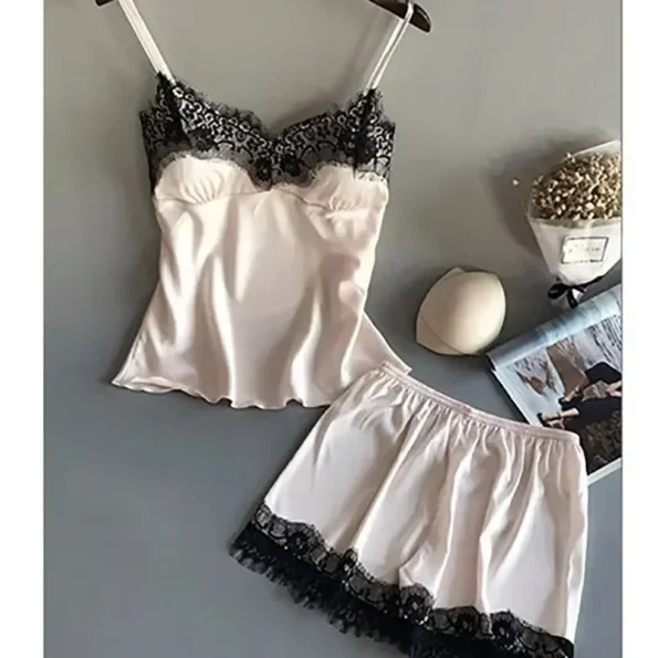 Satin Ice Silk Sleepwear Homewear Sexy  Lingerie Pajama Suits  Pyjamas Shorts Sets  for New Women Homewear Sleepwear & Robes