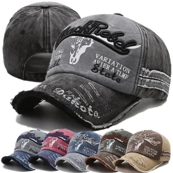Unisex Washed Cotton Vintage Outdoor Sports Baseball Hats / Cap with Letter Embroidery Embroidery Baseball Caps