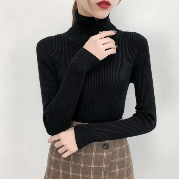 Women Sweater Pullover Winter Knitted Turtleneck Long Sleeve Slim Jumper Tops Ladies Casual Shirts Soft Warm Clothing Jumper Sweaters