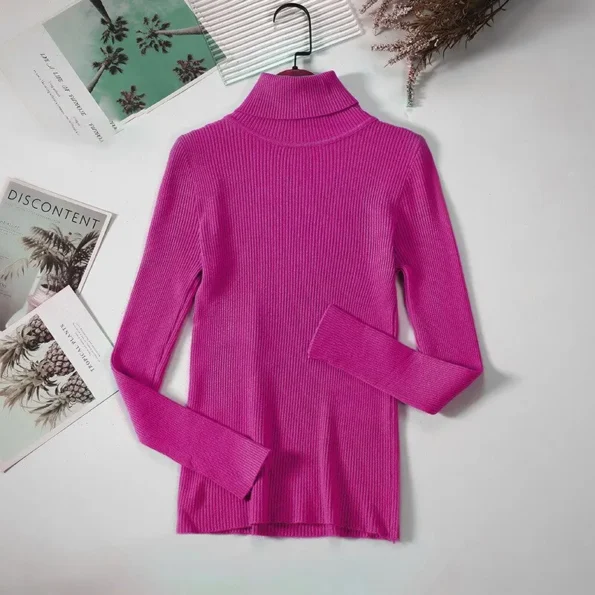 Women Sweater Pullover Winter Knitted Turtleneck Long Sleeve Slim Jumper Tops Ladies Casual Shirts Soft Warm Clothing Jumper Sweaters