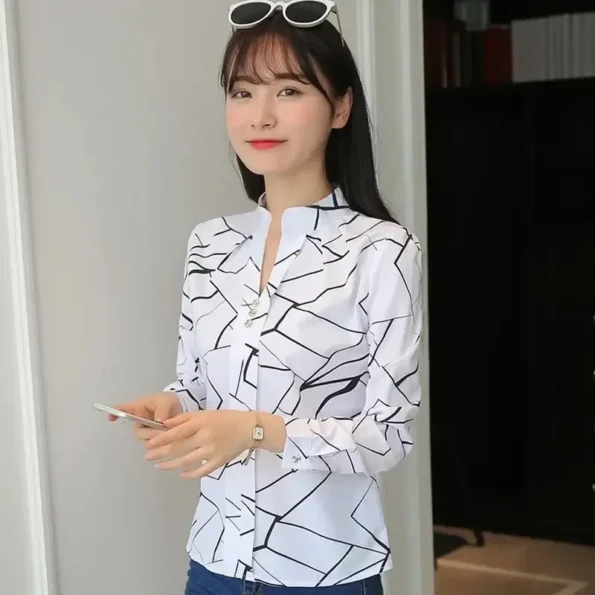 Tops Blouses Print Casual Long Sleeve Office Wares for Women Blouses Tops & Tees
