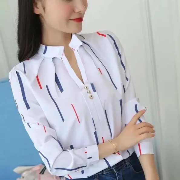Tops Blouses Print Casual Long Sleeve Office Wares for Women Blouses Tops & Tees