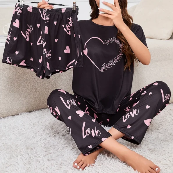 3 Piece Loungewear Nighty Sleepwear Sets Pajamas Set for Women 200574005 Sleepwear & Robes