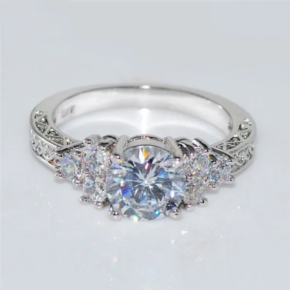 Elegant Silver Zinc Alloy Engagement Ring Alloy Rings