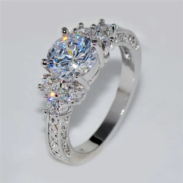 Elegant Silver Zinc Alloy Engagement Ring Alloy Rings