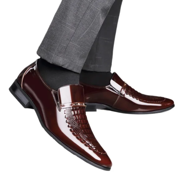 Patent Leather Business Pointed Toe Platform Work  Loafers Shoes for  Men Vestir Formal Shoe