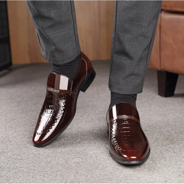 Patent Leather Business Pointed Toe Platform Work  Loafers Shoes for  Men Vestir Formal Shoe