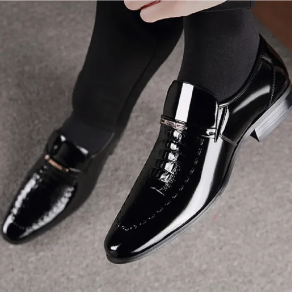 Patent Leather Business Pointed Toe Platform Work  Loafers Shoes for  Men Vestir Formal Shoe