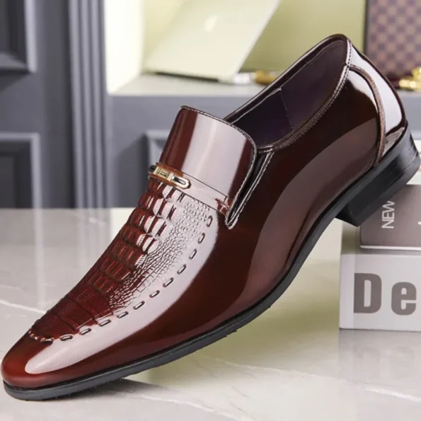 Patent Leather Business Pointed Toe Platform Work  Loafers Shoes for  Men Vestir Formal Shoe
