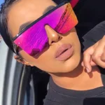 New Large-frame One-piece Sunglasses, European And American Fashionable Square Frame Colorful Glasses Sunglasses For Women