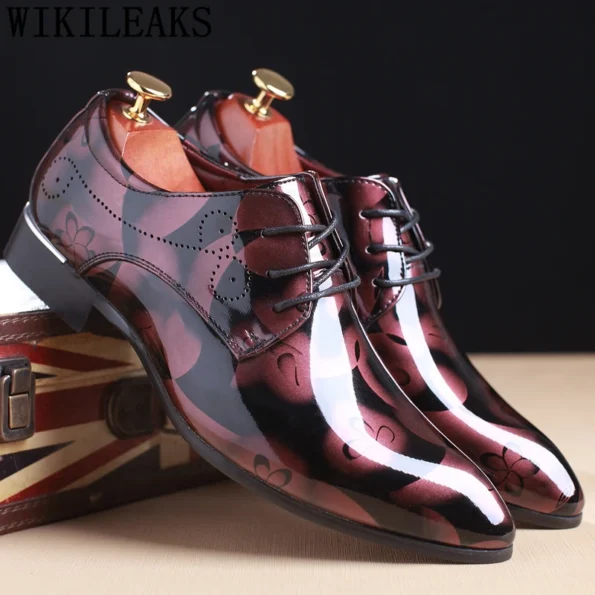 Office Men Dress Shoes Floral Pattern Men Formal Shoes Leather Luxury Fashion Groom Wedding Shoes Men Oxford Shoes Dress 37-50 Formal Shoe