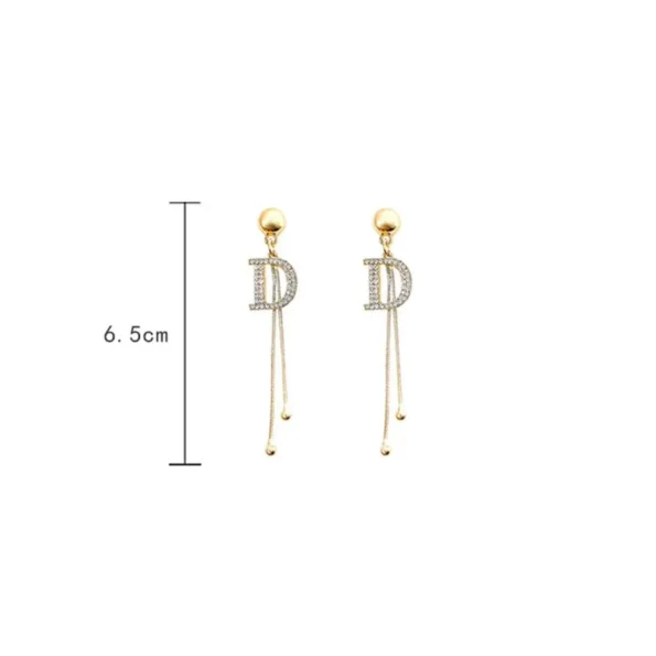 Temperament Full Letter D  Long Earrings for women Female Gold- Fine Jewellery Sets