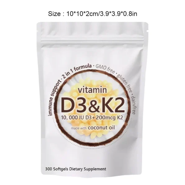 Vitamin D3 & K2 Supplement Softgels 300 capsules capsules Herbs & Vitamins