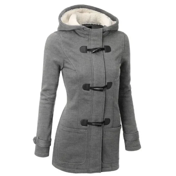 Hooded Classic Cow Horn Button Jacket for Autumn/Winter Amazon Woman Hoodies & Sweatshirts